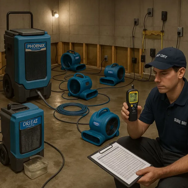 Structural Drying and Dehumidification process in Timonium, MD